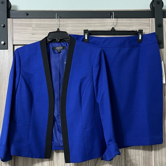 KASPER Blue Crepe Open Front Jacket SZ 14P NWT - Picture 12 of 13